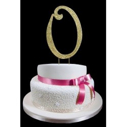 Gold Letter O Rhinestone Cake Topper Decoration